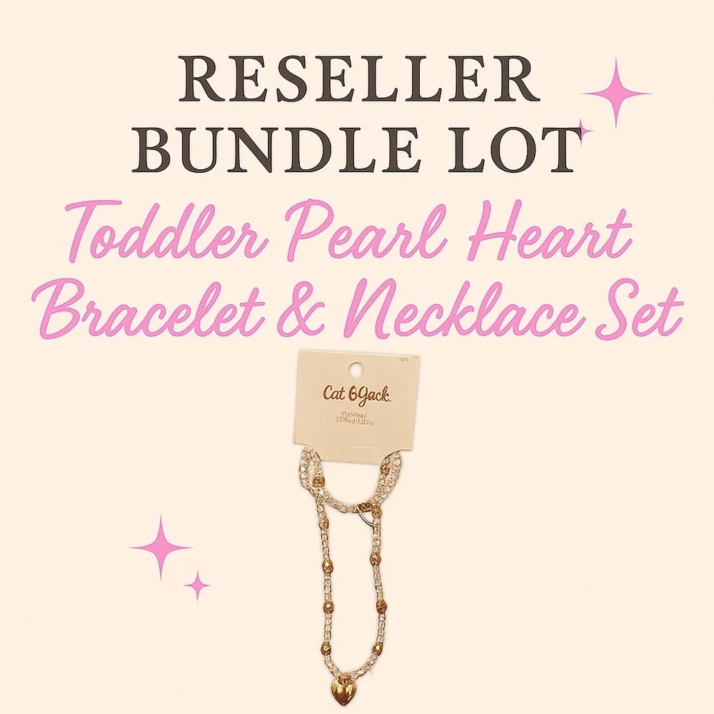 Reseller Bundle | 10 Cat & Jack Toddler Pearl Heart Bracelet & Necklace Sets NWT
